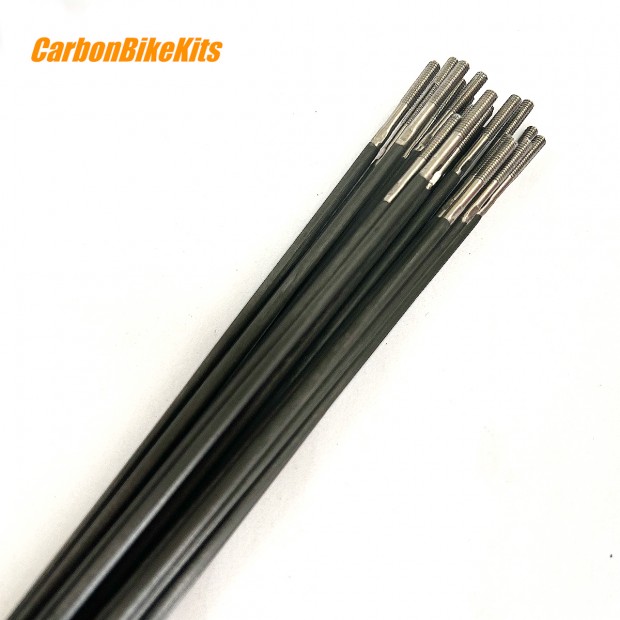 2.3x1.6mm 2g Raggi in carbonio e lega di titanio per bicicletta Straight Pull 142mm-307mm